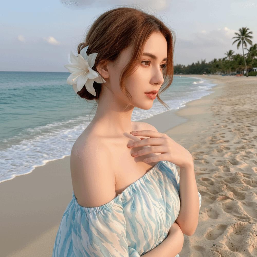 Elegant Sweet Petal Hair Clips Vintage Flower Duckbill Clip Red Fabric Hair Barrettes  Women Use