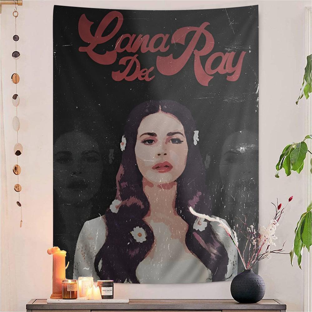 

Lana Del Rey Trippy Tapestry Black Triple Portrait Print Vintage Aesthetic Wall Hanging for Cozy Bedroom Indie Music Fans 74x94cm(29x37in)