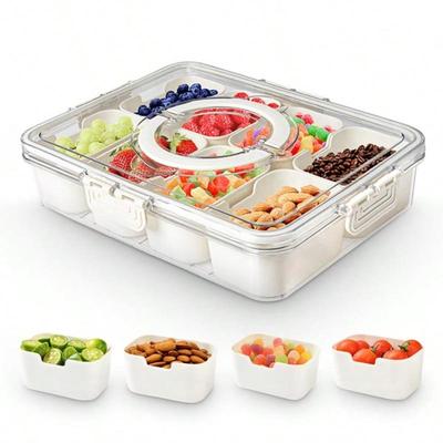 1 Pezzo Vassoio da Portata Diviso con Coperchio e Manico Scatola Snack Divisa, Scatola Snack Portatile Contenitori per Snack