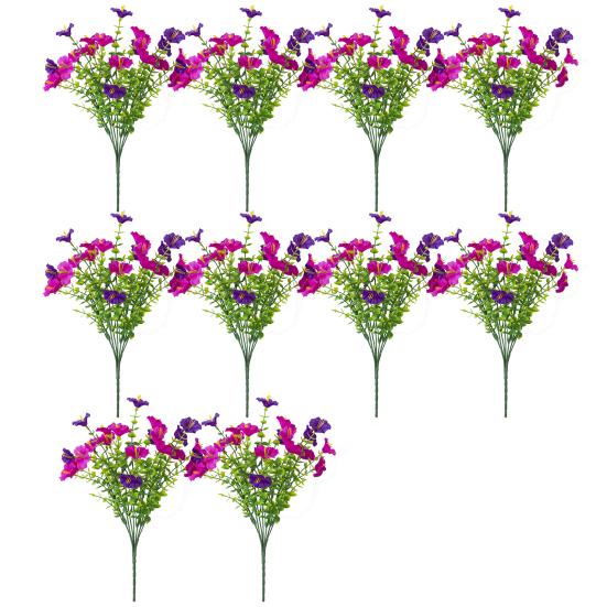 Faux Petunia Flowers Bunch Outdoor Artificial Flowers Realistic UV Resistant Fake Flowers for Porch Patio Window Box Hanging Basket