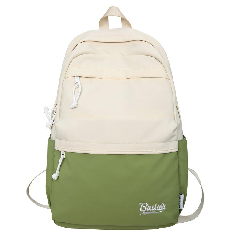 

Школьный женский рюкзак, мужской компьютерный рюкзак для школьников средней школы белый/зелёный