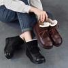 Genuine Leather Soft Soled Cotton Boots Retro Cowhide And Plush Warm Women's Short Boots