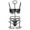 3PC Sexy Lingerie Lace Embroidery  G-string Thong  Underwear Sleepwear