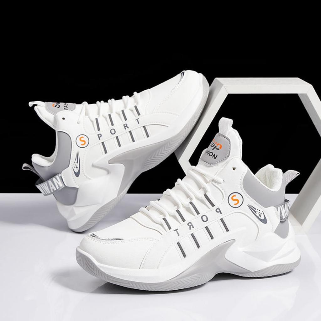 Men's Low Top and High Top Sports Shoes -Breathable PU Upper and Lace Up Design, Suitable for Running, Fitness and Daily Wear, Basketball Shoes
