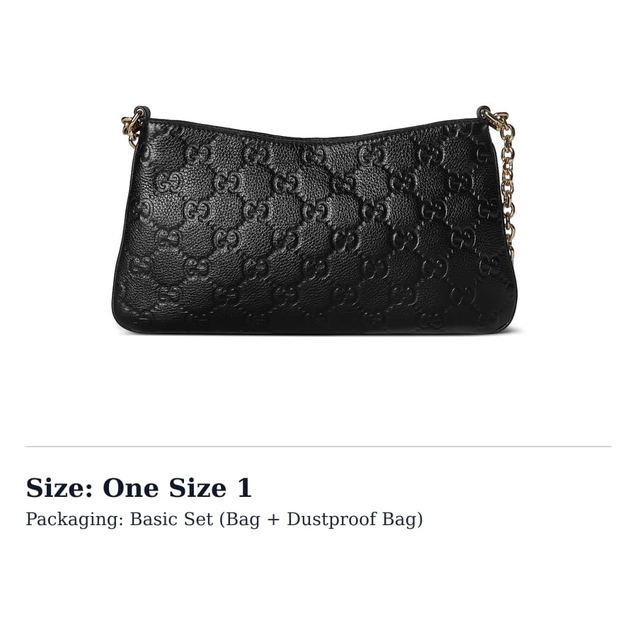 GUCCI GG Emblem Grain Leather Handbag