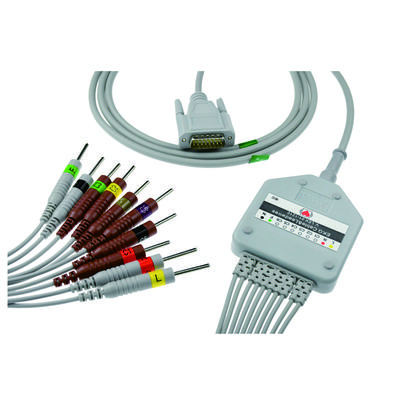 Kompatibel mit Nihon Kohden Patientenmonitor, Wiederverwendbar 10 Ableitungen mit Din 3.0/Bananenstecker 4.0/Druckknopf/Klammer, EKG-Datenaufzeichnungskabel, Herzfrequenzsensormodul