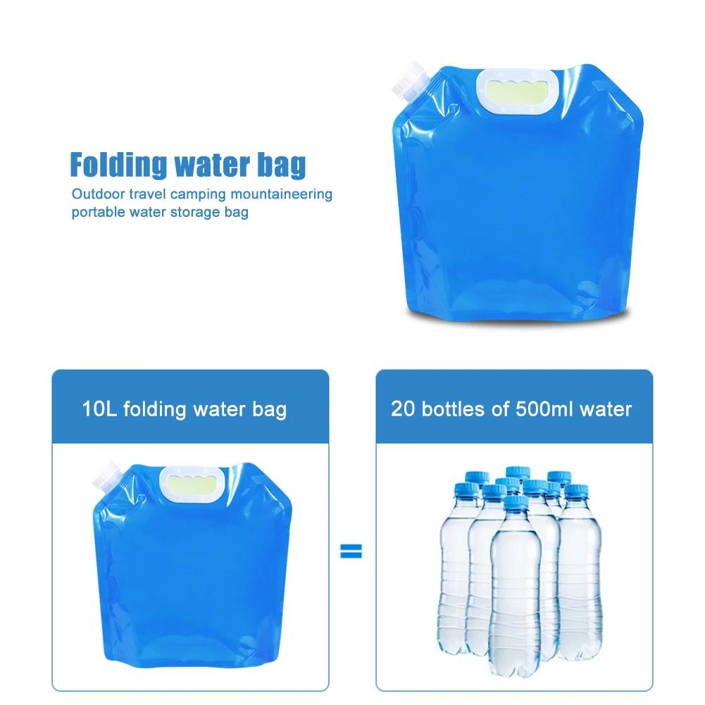 5/10L Outdoor Camping Wasseraufbewahrungsbeutel Faltbar Auto Wasserbeutel Auslaufsicher Tragbarer Wasserbehälter mit Hahn Klare Wasserbeutel