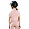Kids Girls Color-block Equestrian Shirt Zip-up Stand Collar Short Sleeve Athletic Tops for Horse Riding Running Golf Tennis Practice