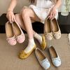 Macaron-colored Gentle Soft-soled Ballet Single Shoes, Shallow Mouth, Flat Bottom, Bow, Matte Round Toe, One-foot Women's Shoes