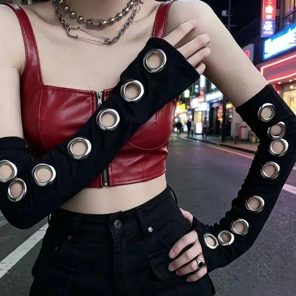 Punk Half-arm Sleeve Black Gothic Arm Covers INS Oversleeve Motorcycle