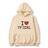 I Love TV Girl T-skjorte Kunst Estetisk Grafisk hettegenser Unisex kvinner Oversized hettegenser Unisex høykvalitets mote hettegensere