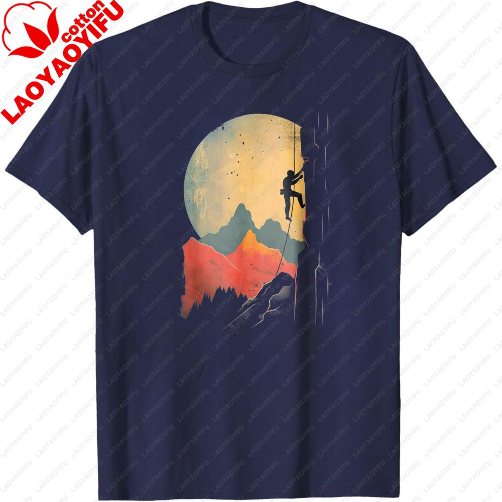 Mountain Climbing Adventure Sunset Landscape Outdoor Sport Gift Top Men TShirt Summer Casual Fashion Short Sleeve Tees
