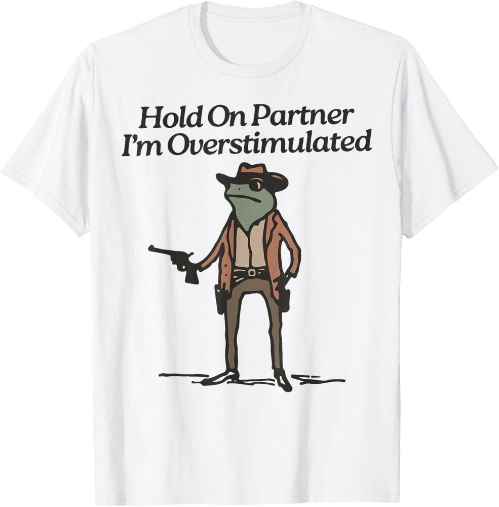 

Погоди, партнер, я перевозбужден, ковбойская лягушка, винтажная футболка 4XL