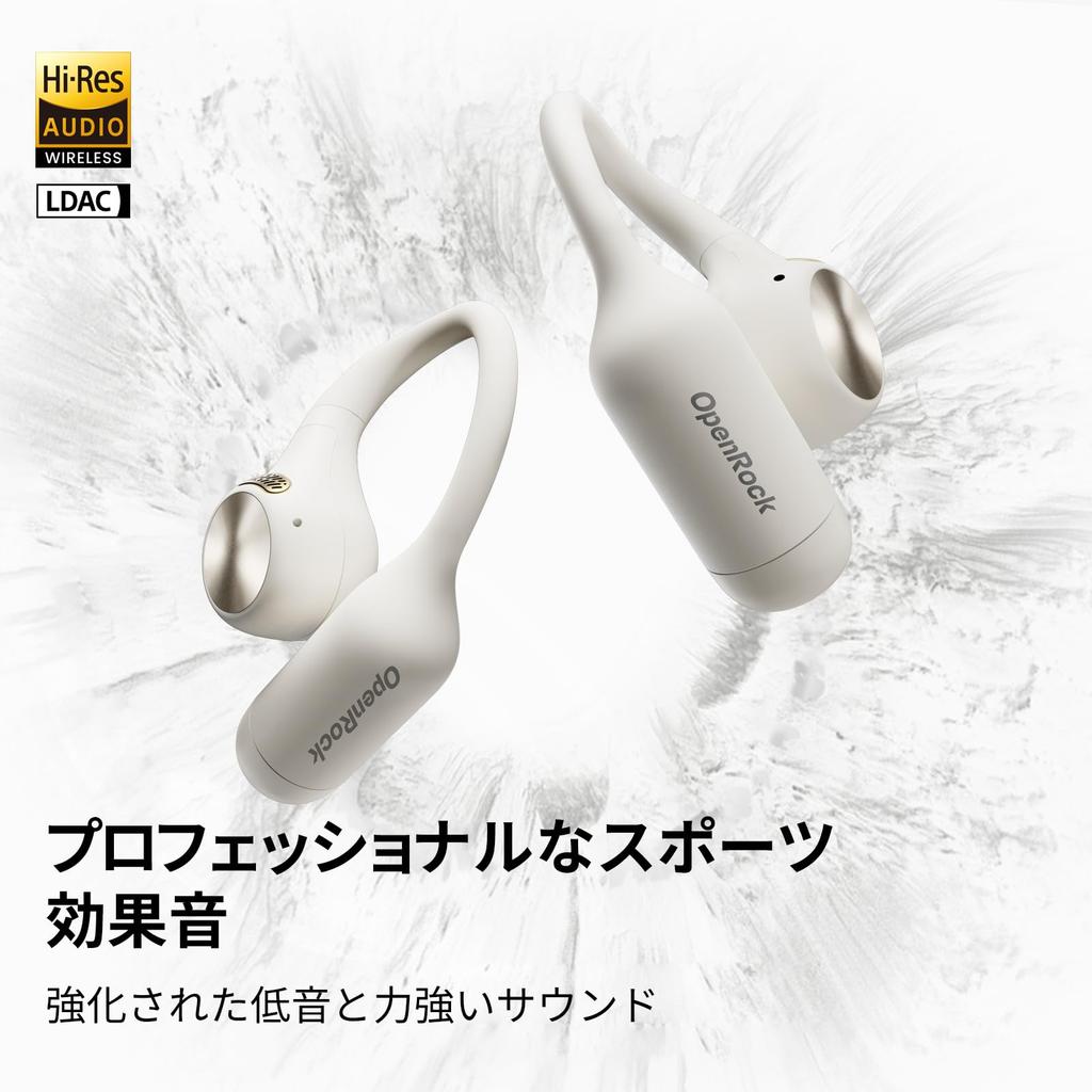 OpenRock S2 Wireless 32 Hours of IPX5 ENC Call Noise Cancellation Open-Ear Earbuds, Over-the-Ear Design, Ultra-Lightweight 7g, LDAC/Hi-Res Audio,