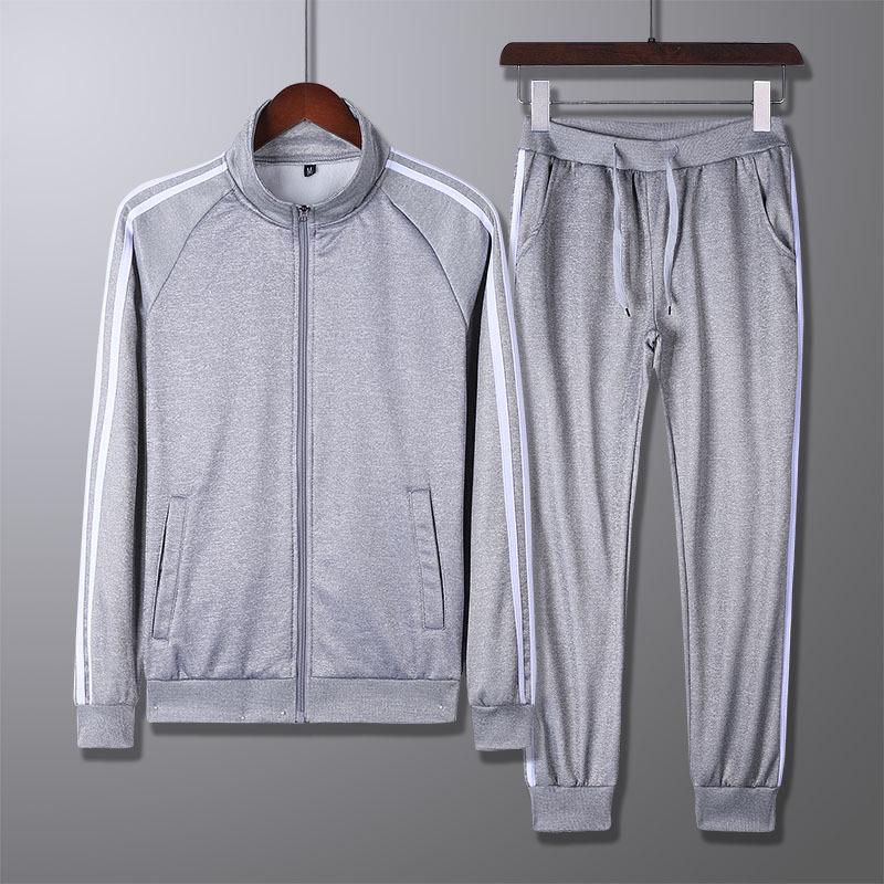 

Sweater Men s Casual Sports Suit Casual Pants Three Bars Fashion Slim XXXXL сірий