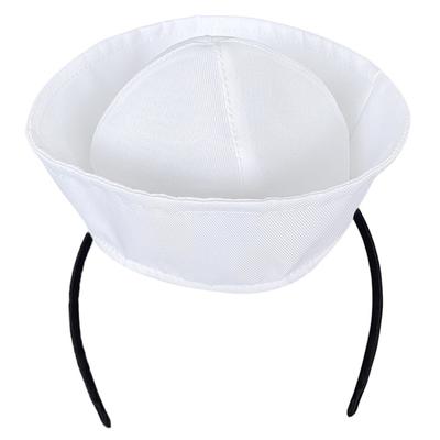 Adults Captain Hat with Hair Hoop White Hat Dress-up Theme Party Sailor