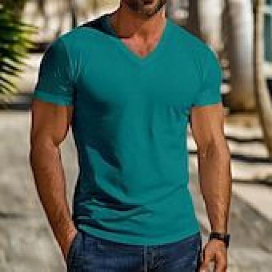 Frühling Sommer Herren Trendiges V-Ausschnitt Herzchenausschnitt Schnelltrocknend Atmungsaktiv Lässig Sportlich Persönlichkeit Kurzarm T-Shirt für Herren