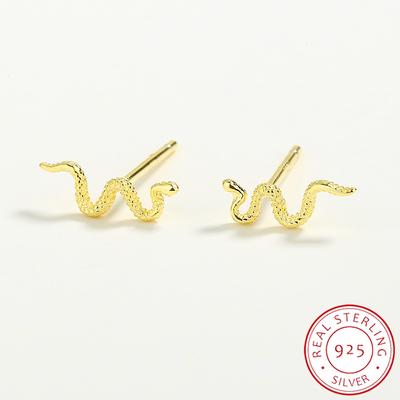 Exquisiter Schlangenkopf-Ohrring aus 925er-Silber für Damen, Tierwelle, originaler authentischer Sterling-Silber-Verlobungsschmuck, Sterling-Silber-Schmuck