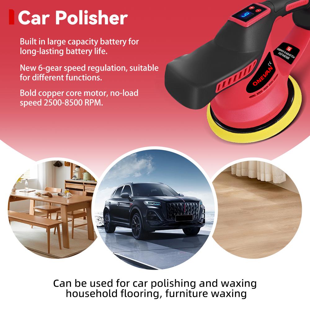 ONEVAN Polizor electric 8500RPM 6 trepte Polizor auto fără fir Electric Auto Ceruire Șlefuire Unealtă electrică Pentru baterie 18v cu pin