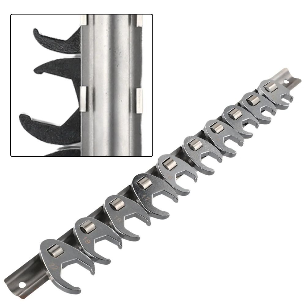 10 Pcs 3/8Inch Drive Open End Spanner 10 To 22mm Horn Wrench Head Crowfoot Wrench Set  Loosening