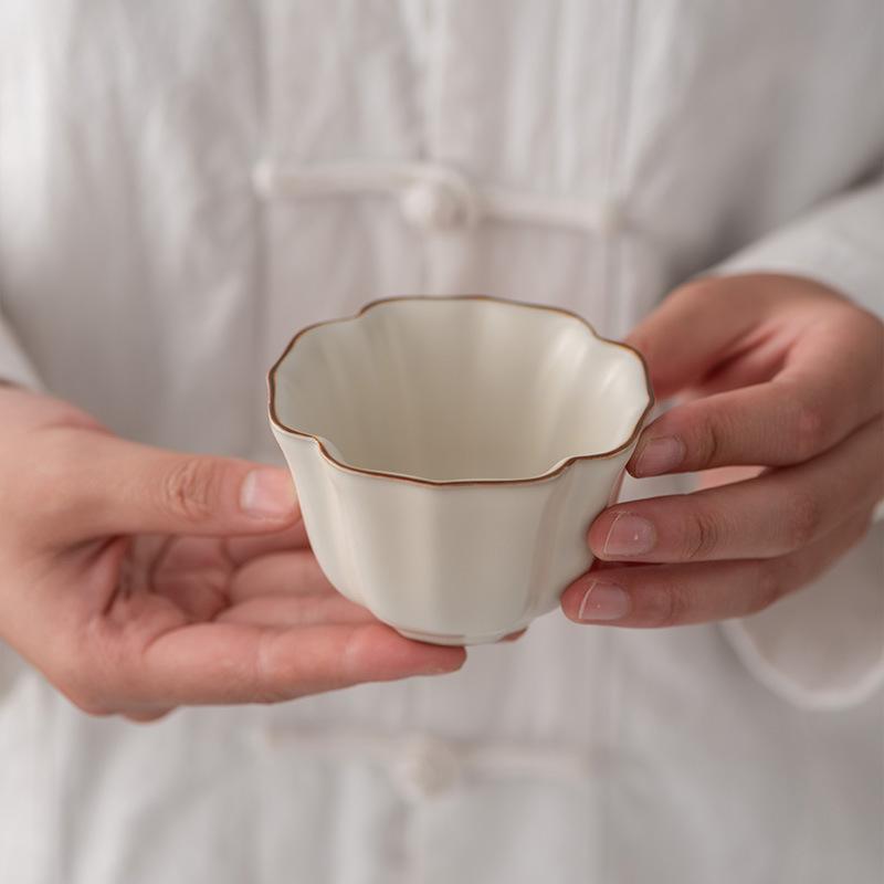 Beige Ru Ofen Tasse Meistertasse Handgefertigt High-End Teetasse Meister Berühmte High-End Tasse Kung Fu Tee Set