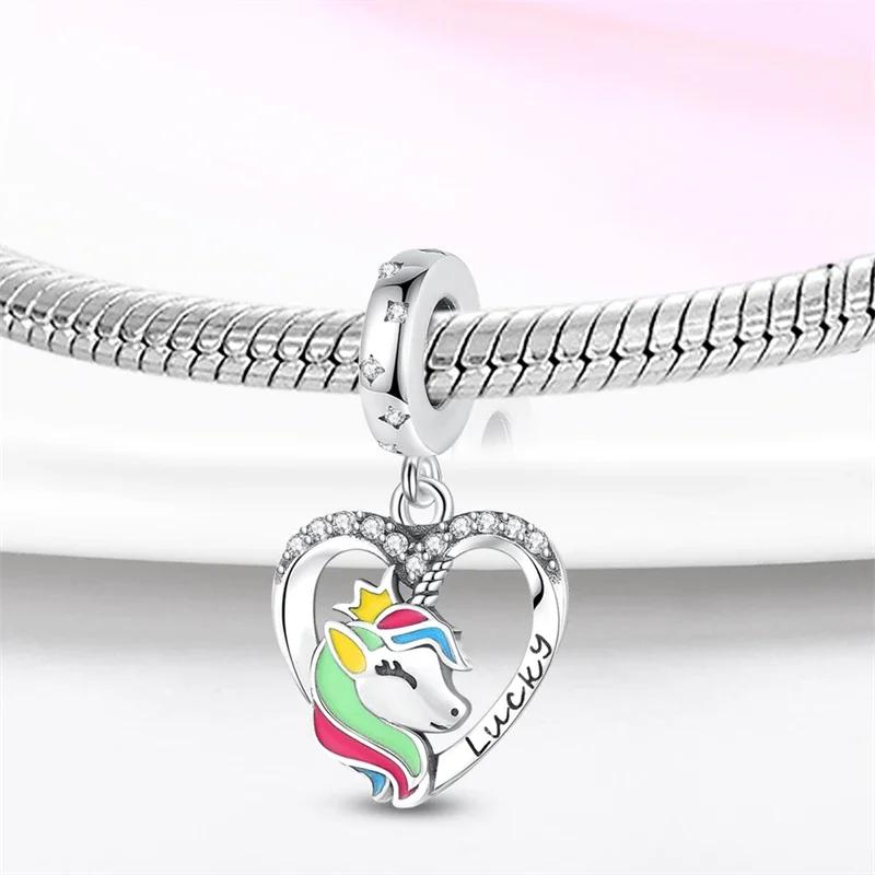 Sweet Romance Copper Cloud Rainbow Unicorn Shining Dreamy Charms Beads Fit 3Mm Original Bracelets Diy Fine Jewelry Making
