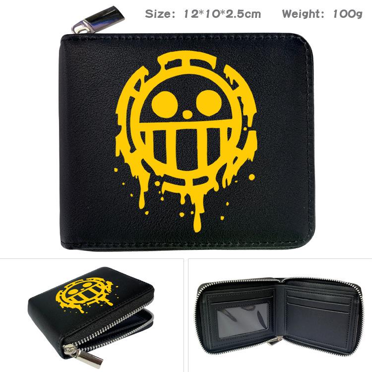 One Piece Anime Reißverschluss PU Geldbörse Luffy Aufdruck Kurzes Münzfach Kartenhalter