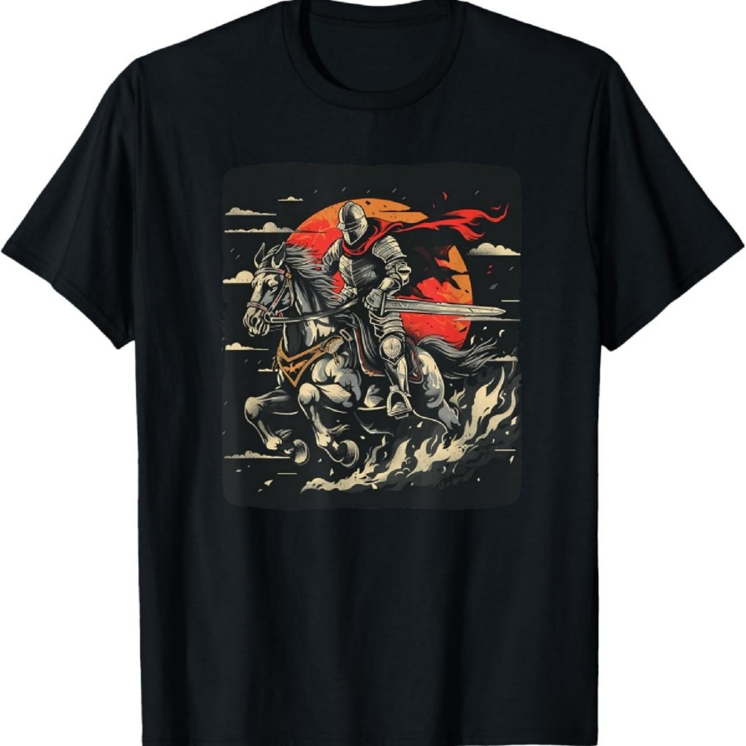 

Cool crusader Knight with horse for medieval lovers T-Shirt XXXXXL чорний