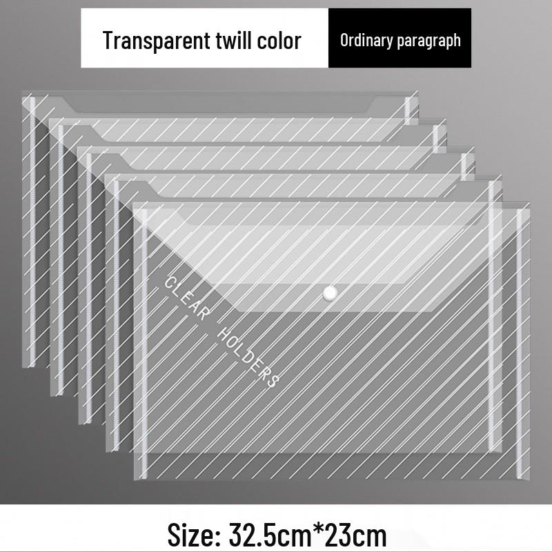 Waterproof A4 Plastic Document Bag with Snap Closure - Transparent, Thickened for File Storage and Organization