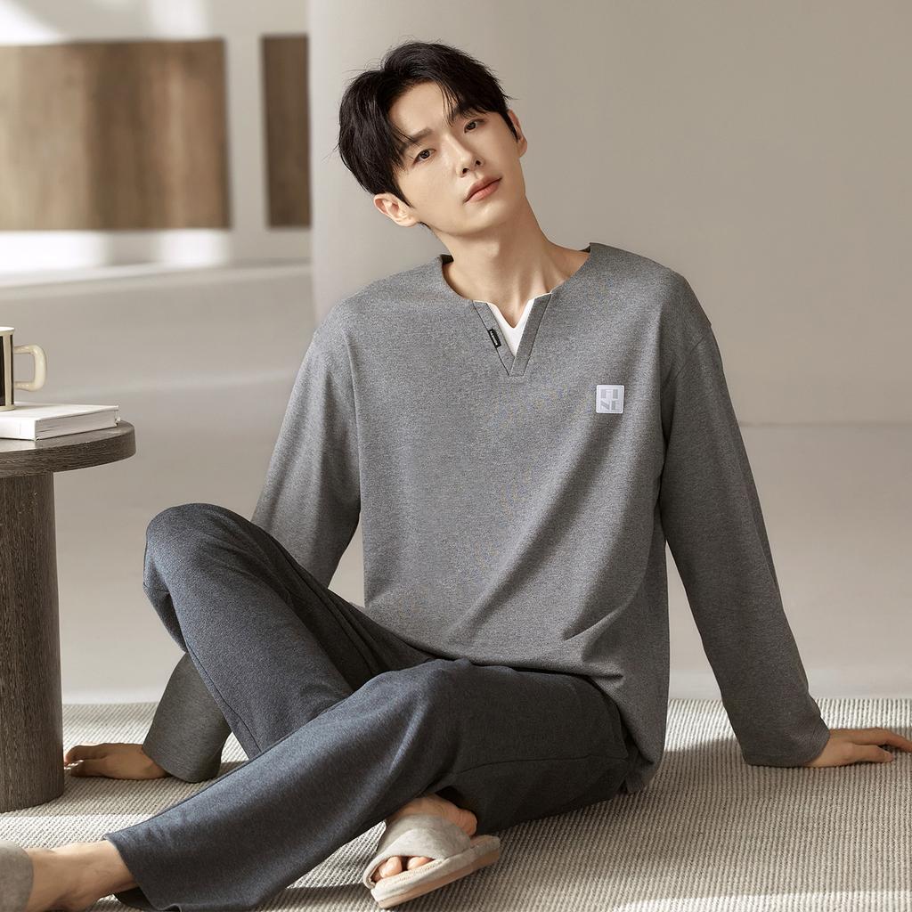 Pajamas Men'S Spring And Autumn Men'S Cotton Long Sleeve Men'S Autumn Cotton Homewear Casual Suit