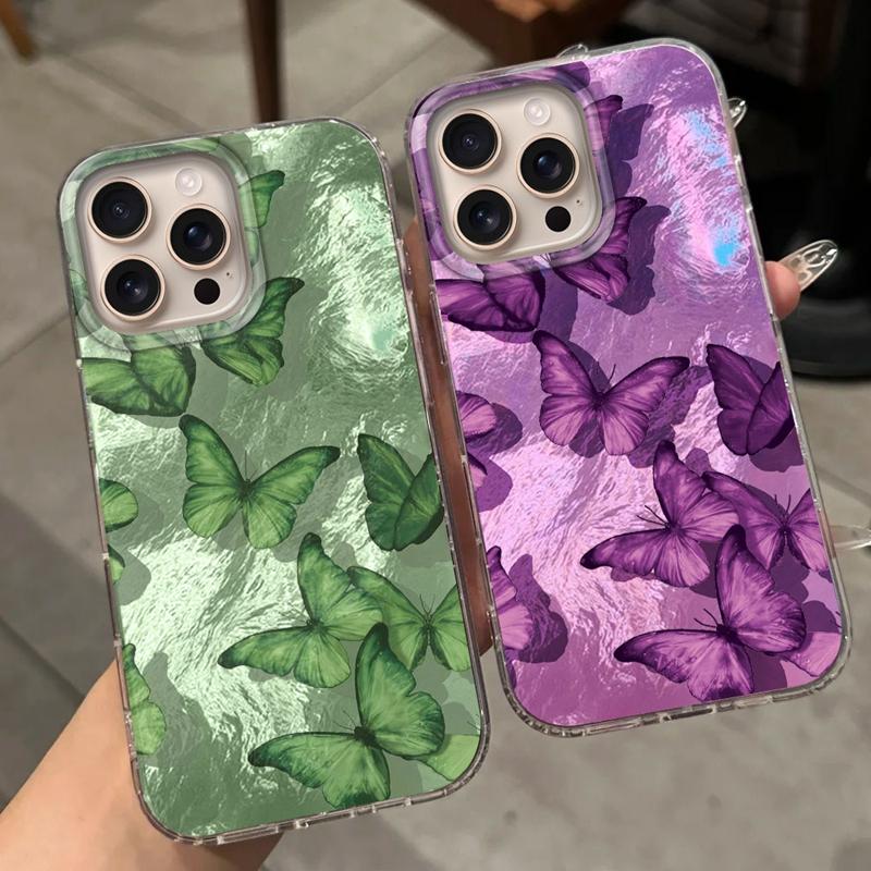 Butterfly Shadow Phone Case For Apple iphone 16pro 16plus 15 16 14 13 Pro Max 16e 12 11 7 8 Plus XR SE Girls Women Fundas Cover