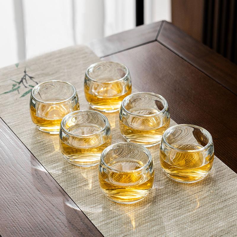 Tea Pot with Bamboo and Wood Handles Made of Borosilicate Glass Tea Cups Set and Capable of Open Flame Tea and Water Separation