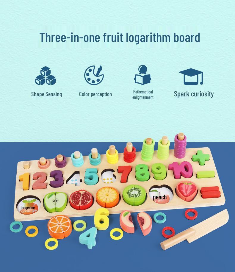 Children's Educational 5-in-1 Puzzle Board: Fishing, Numbers, Fruits & Building Blocks.
