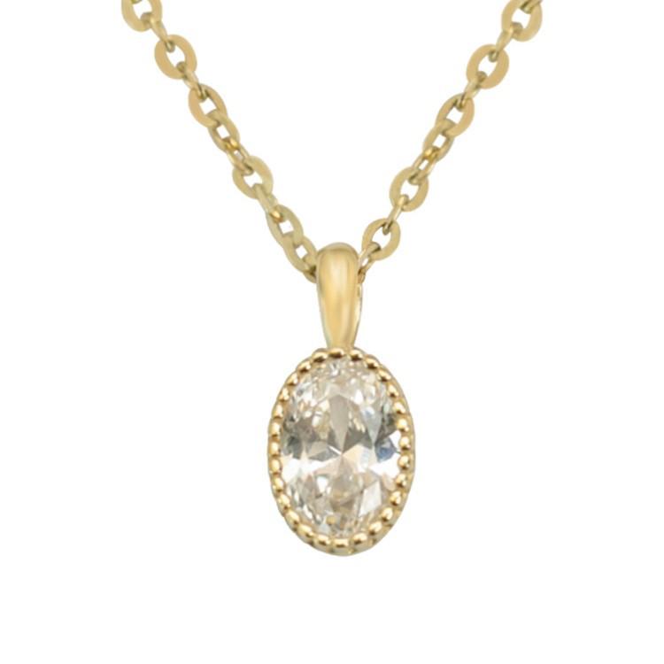 14K Gold-Plated Sterling Silver Necklace with Oval Emerald Pendant - Luxury Clavicle Chain for Women