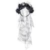Skull Skeleton Hand Veil Headpiece with Dark Series Flower For Halloween Costume And Themed Photoshoots Wear