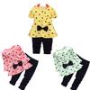 Joliannss Baby Clothing Sets Heart-shaped Print Bow Cute 2PCS Kids Set T Shirt + Pants