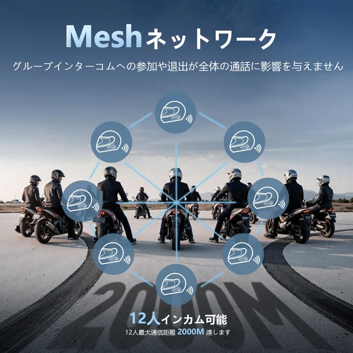 AOOYSORA GX12 PRO Motorcycle Intercom with Magnetic Holder for Talking While Listening to Supports Simultaneous 2000M Call Mesh Bluetooth Dual