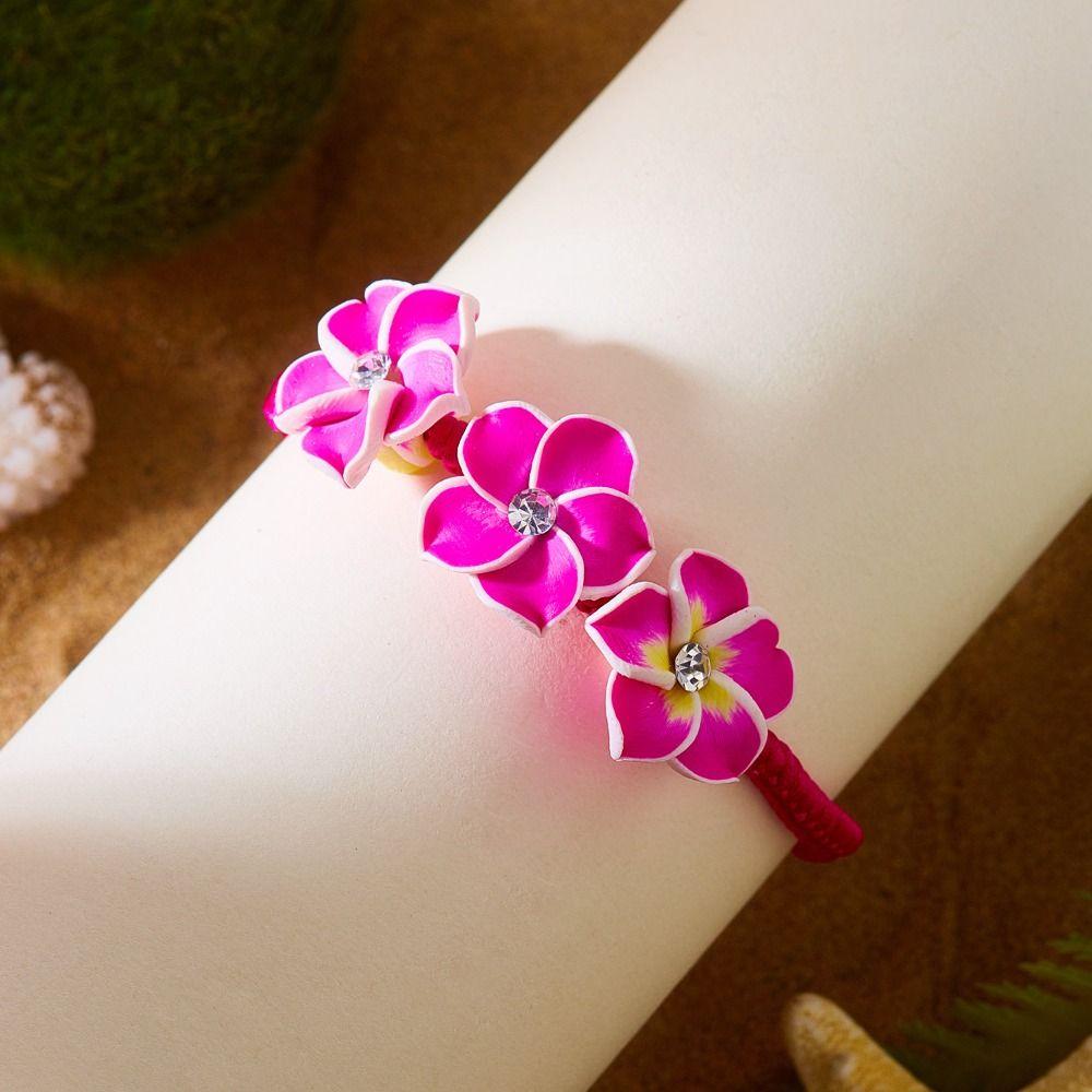 Strass-Polymer Clay Zopfseil-Armband Buntes Ei-Blumen-Armreif Party-Schmuck