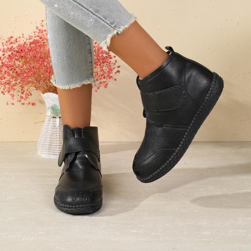 Scarpe per la Mamma Invernali Foderate in Pile Ispessite Calde Pelle di Pecora Antiscivolo Piatte Mezza Età Autunno Inverno Scarpe in Cotone per Donne