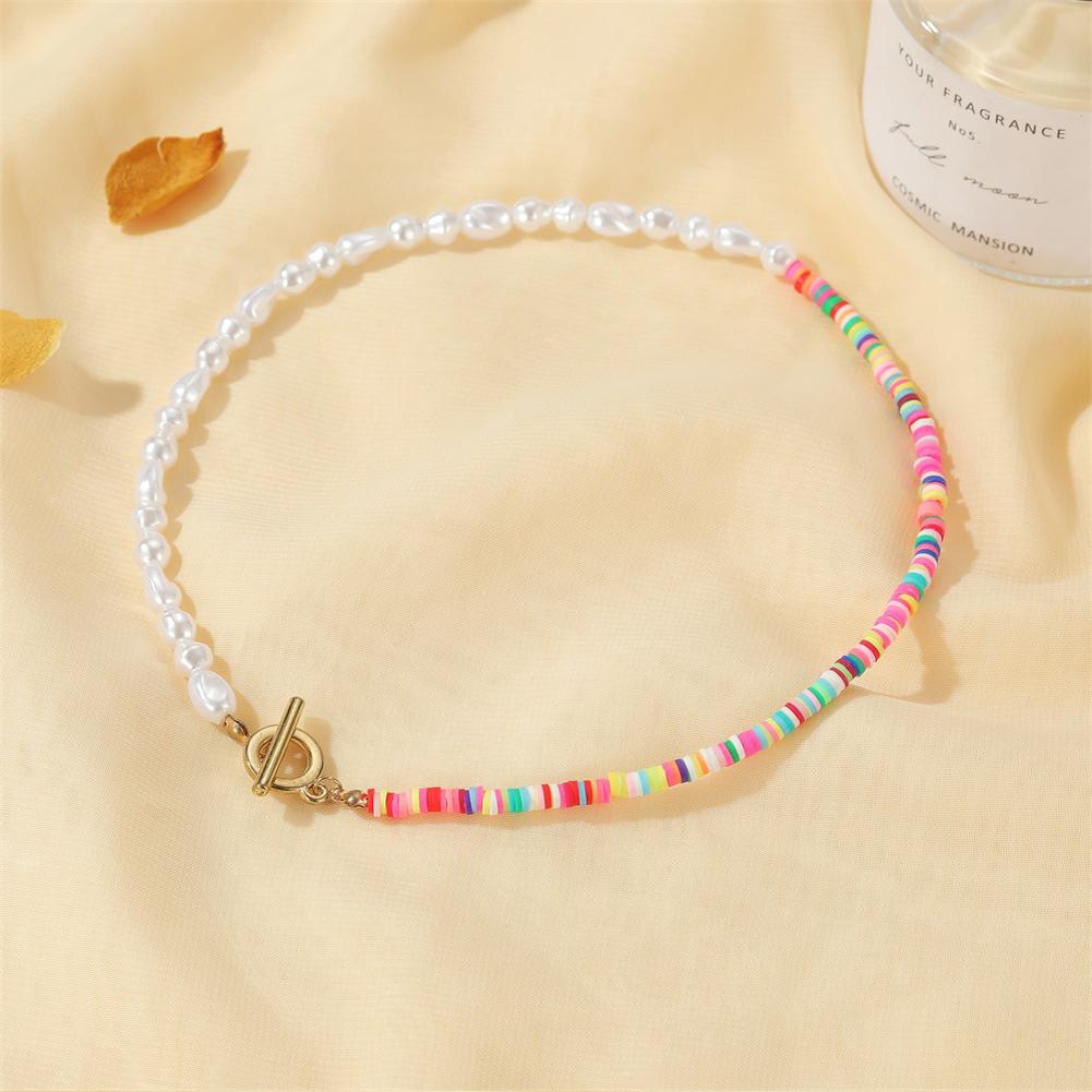 Women's Necklace Bohemian Style Colored Clay Pearl Clavicle Chain