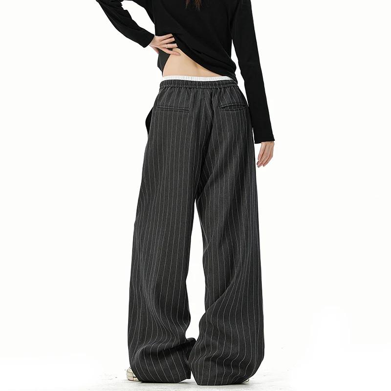 2025 Autumn Korean Style Men Pantalons Men Fashion High Waist Stripe Pants Male Casual Streetwear Straight Trousers S-2Xl