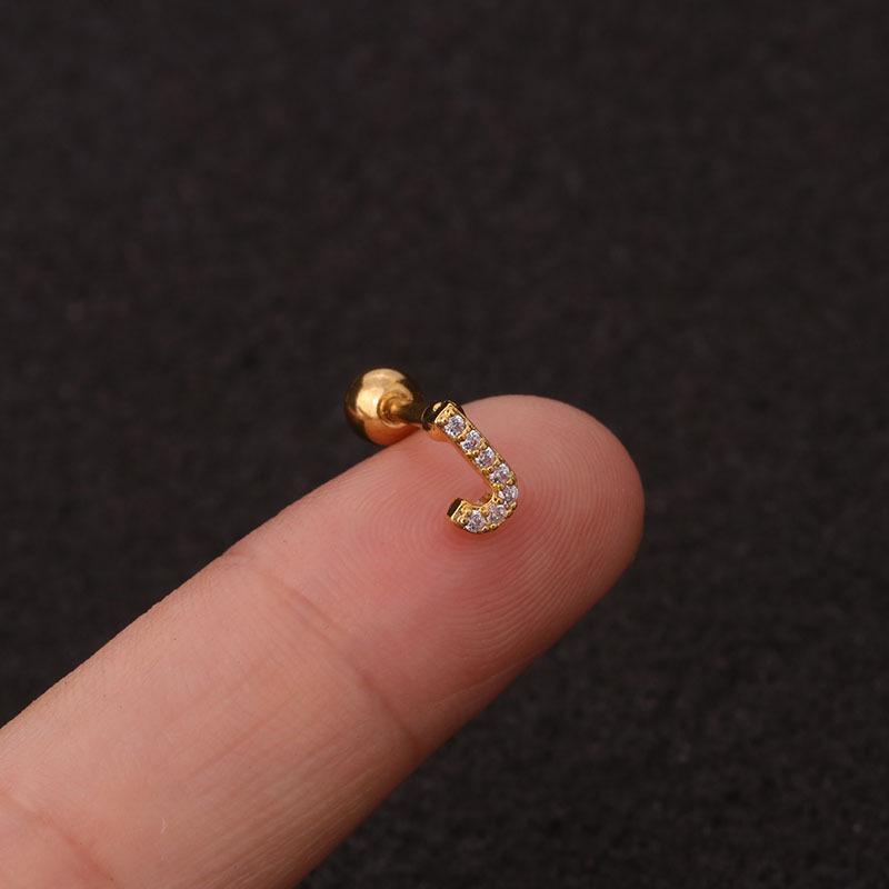 Trendy 26 Letters Tragus Cartilage Earring Women Exquisite Tiny Initial Alphabet Name Helix Earring Piercing Jewelry Gift