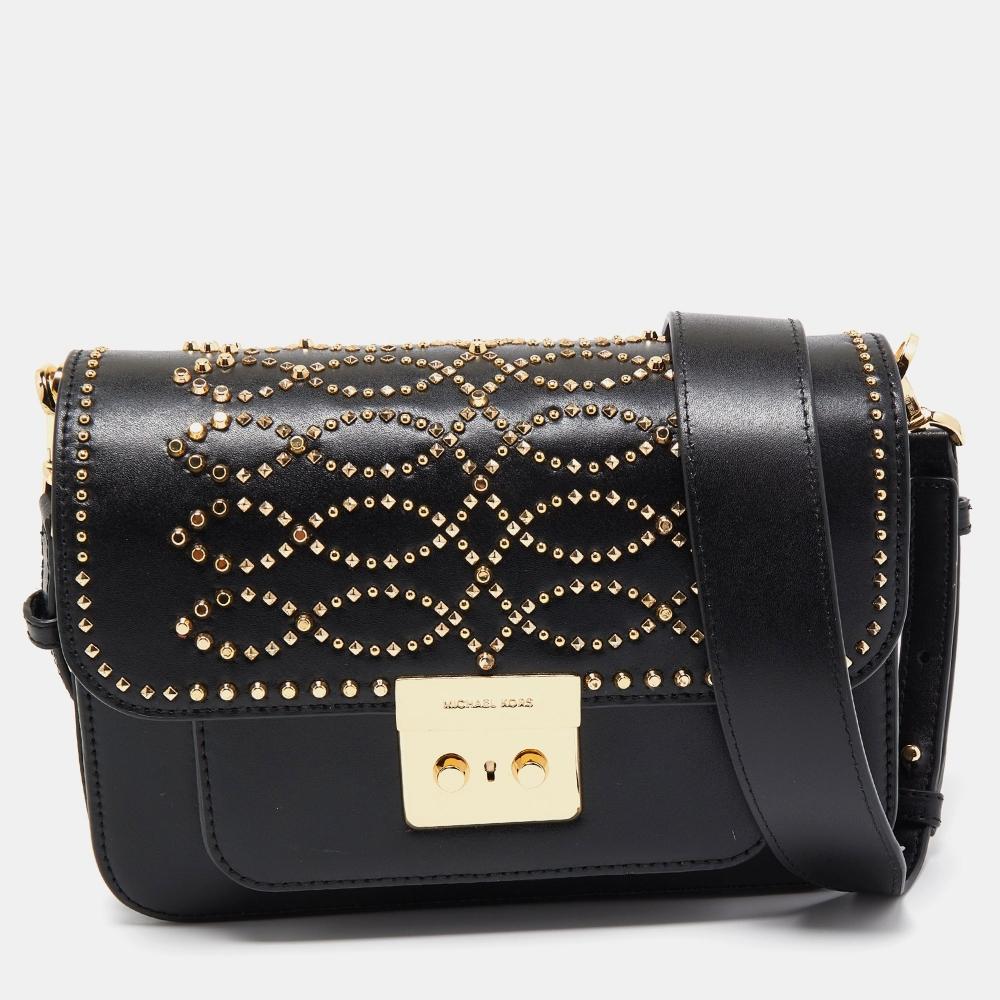 

Кожаная сумка через плечо Michael Kors Sloan с шипами черный