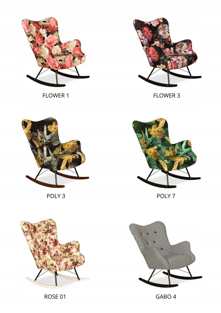 Luna Print Scandinavian Wing Chair, Rocking On Runners Family Furniture Monstera