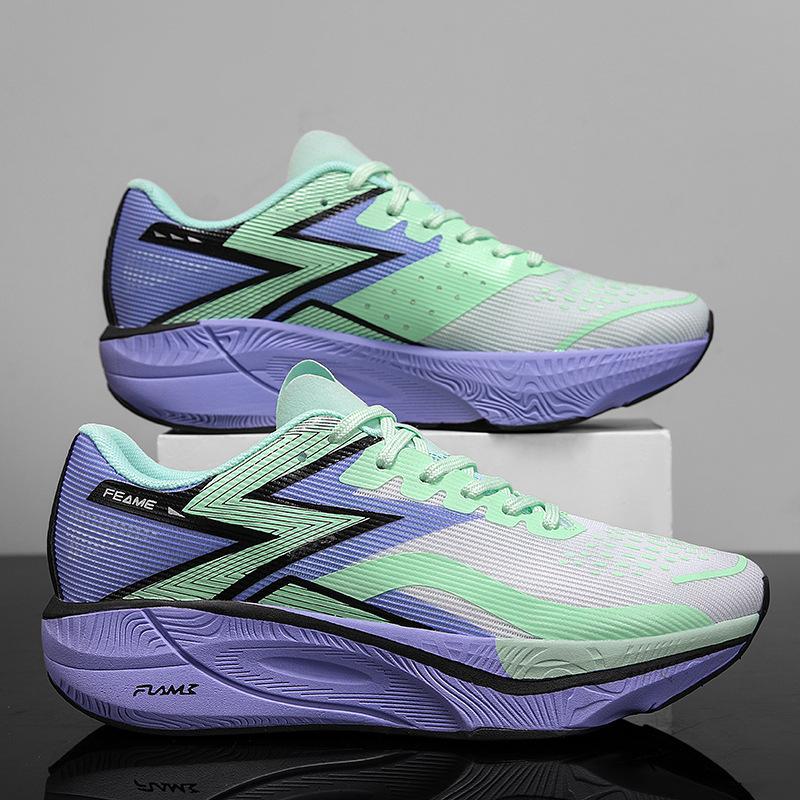 Summer new men's shoes fly burning carbon board marathon running shock absorption breathable sports soft sole increase