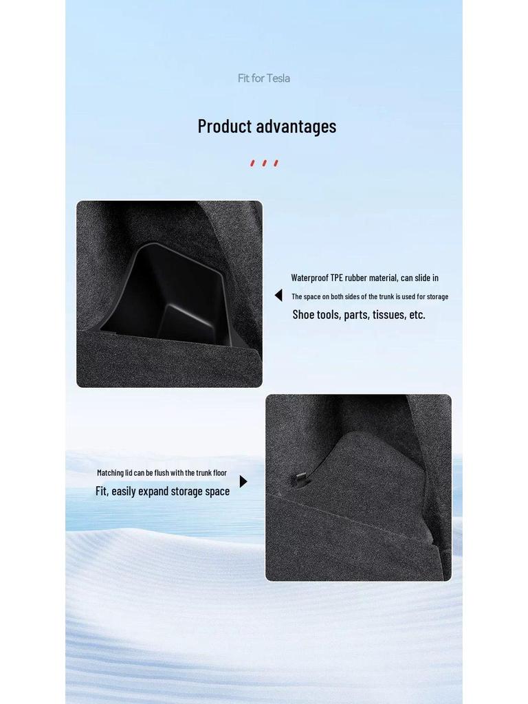 Enhanced Storage Box Side Organizers for 2025 Tesla Model Y/3 Trunks