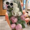 Powder White Tulip Shockproof Clear Case for iPhone 14/15/16/17 Pro Max