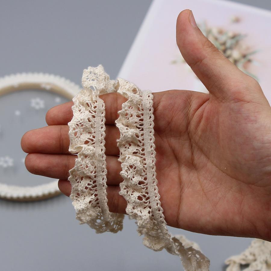 Off-White Elastic Cotton Lace Handmade Fabric Trim for Socks, Skirts, and Curtains - Zuleidezhu.