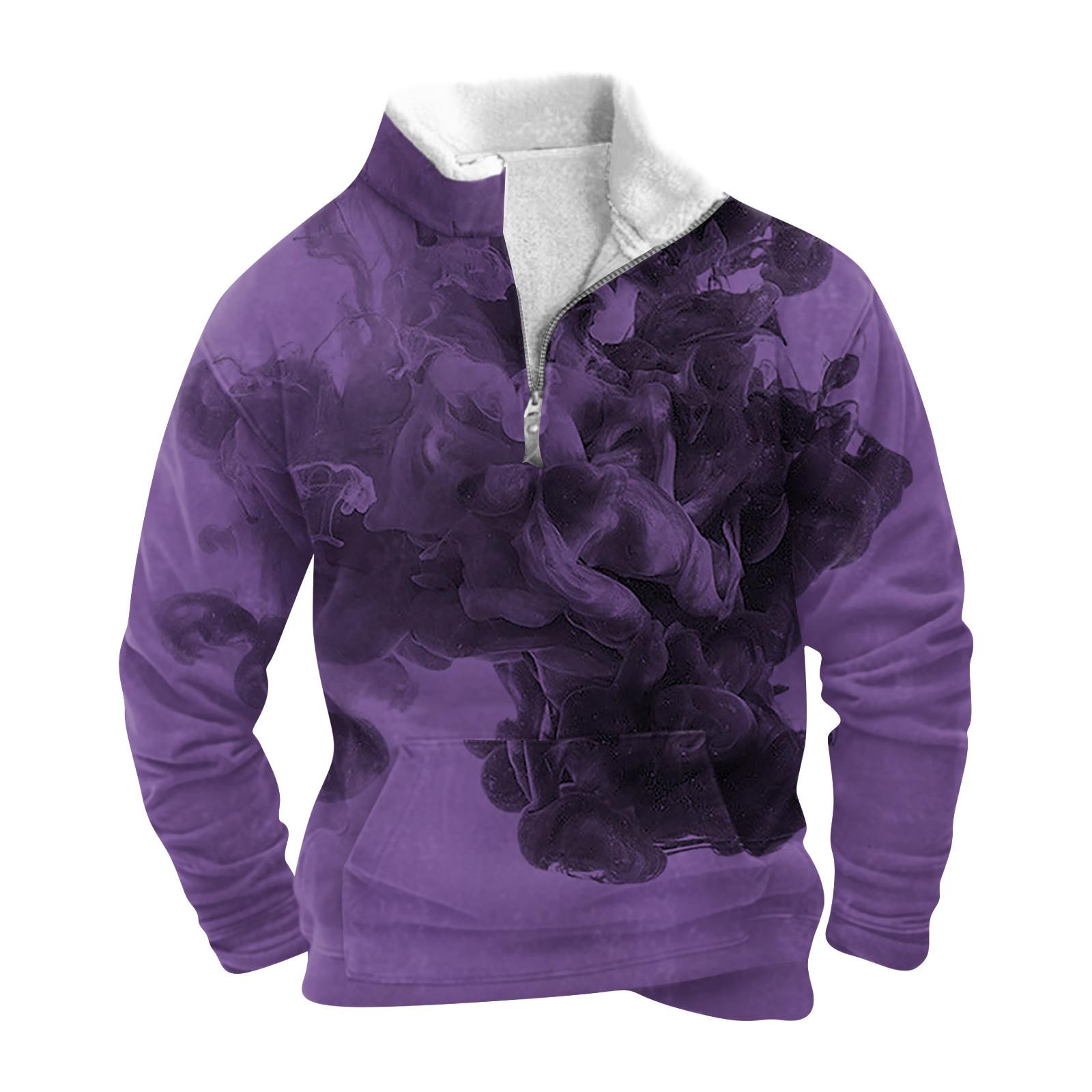 

Весенне-осенняя мужская толстовка с воротником-стойкой на открытом воздухе, повседневные свитера, топы XXXXL фиолетовый