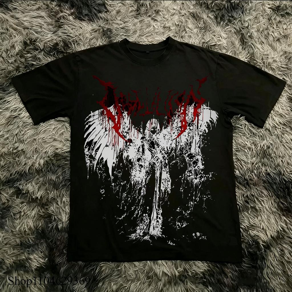 Klassisches Y2k Gothic Stil T-Shirt Druck Oversize T-Shirt High Street Shirts Gothic Rundhals Baumwoll Tops Neues Herren Damen T-Shirt